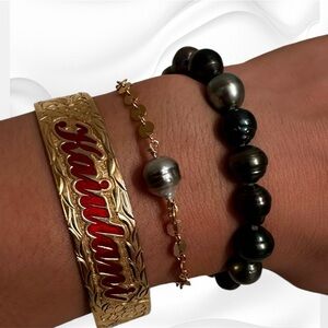 Gold Filled Tahitian Pearl Adjustable Bracelet